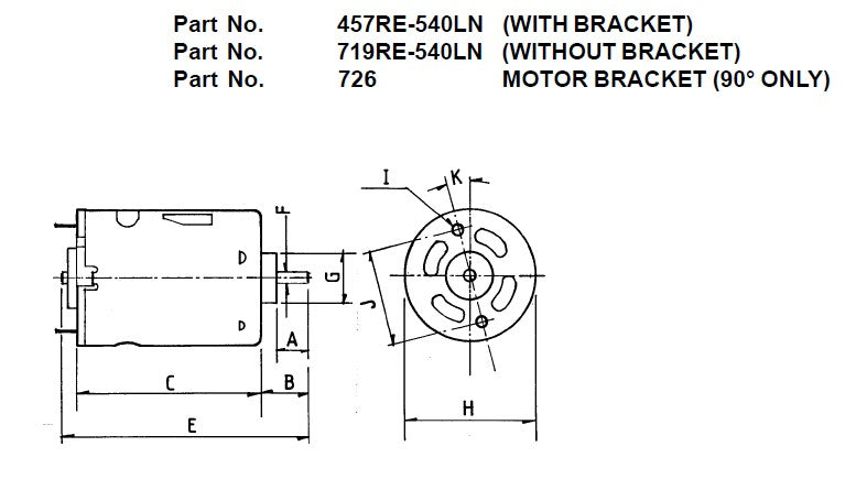 MFA/COMO DRILLS 457RE540LN BRUSHED MOTOR WITH BRACKET