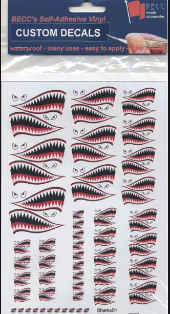 Becc Decals SHARKS01 - Sharks Teeth Multisize