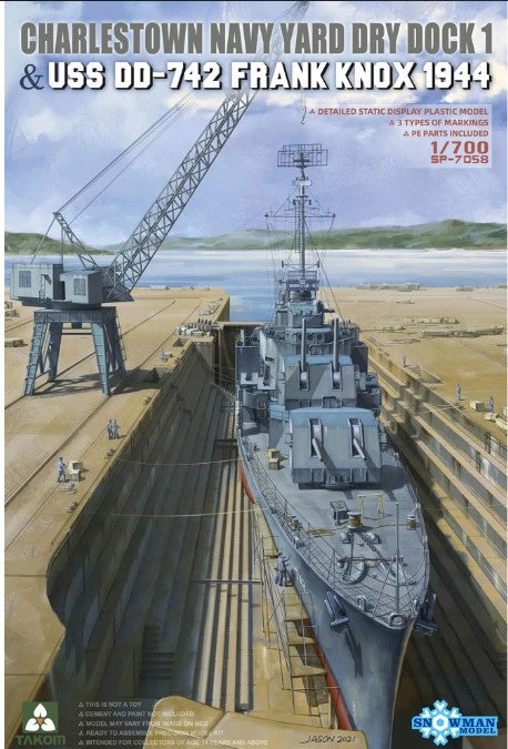 Takom 1/700 Charlestown Navy Yard Dry Dock 1 & USS Frank Knox DD-742 1944 SP-7058