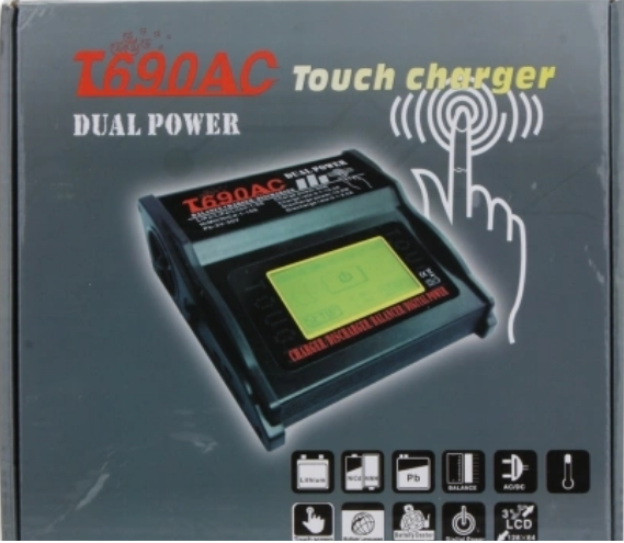 T690AC 90W 10A AC/DC LiPo Balance Charger Touch-Screen RC Dual High Power EU Plug