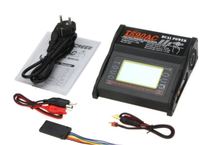 T690AC 90W 10A AC/DC LiPo Balance Charger Touch-Screen RC Dual High Power EU Plug
