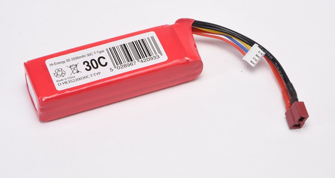 Hi-Energy 3S 2200mAh 30C T-Type (Deans) Connector