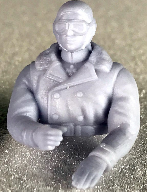 Microaces Unpainted 3D Printed Pilot - 1/24th Scale - Goggles on - German