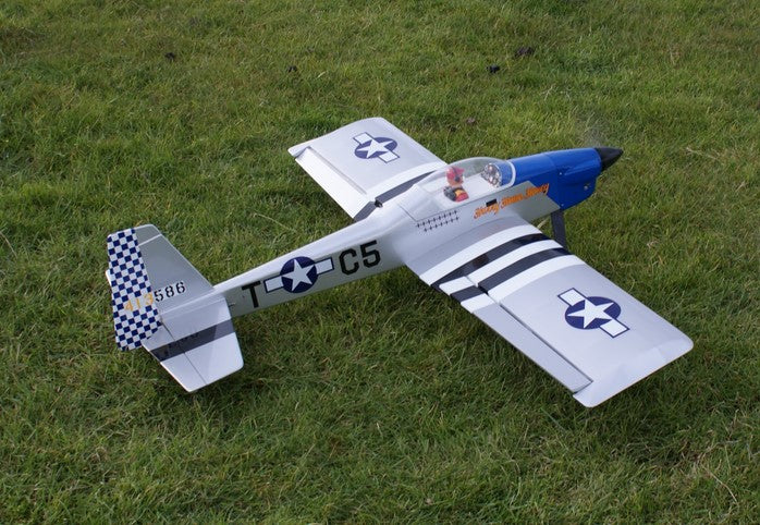 Max Thrust Pro-Built Balsa Ruckus Kit P51 - Can be finished for  IC or Electric