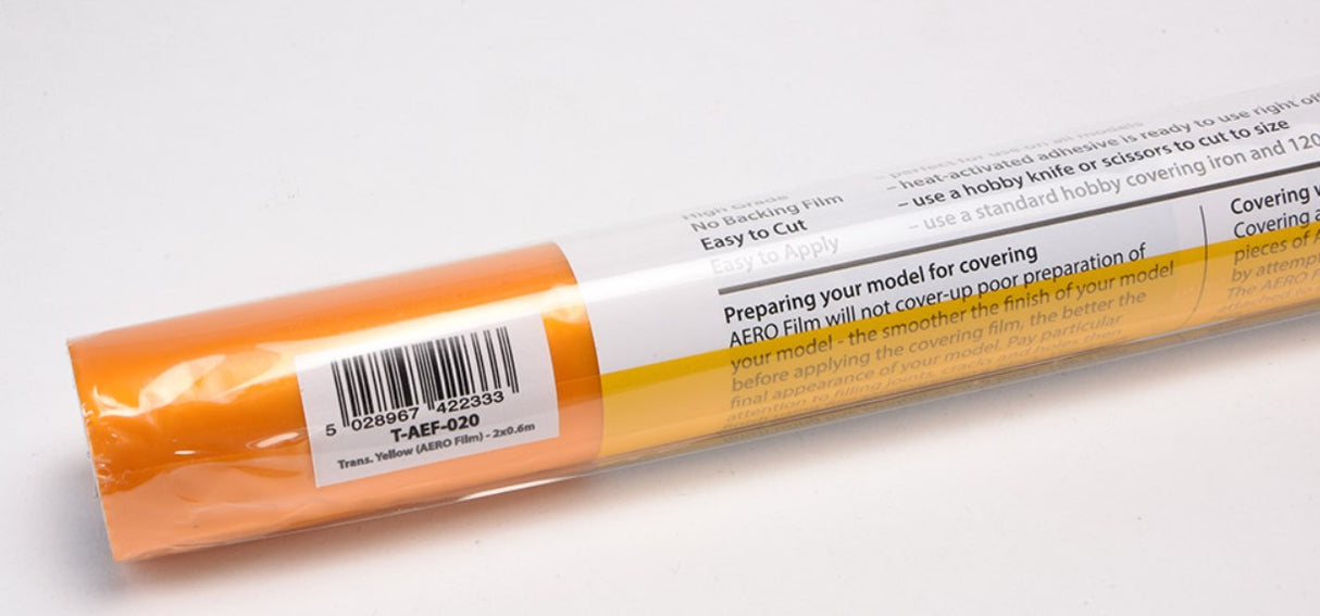 Ripmax AERO Film Covering - Transparent Yellow - 2m x 0.6m (Roll)