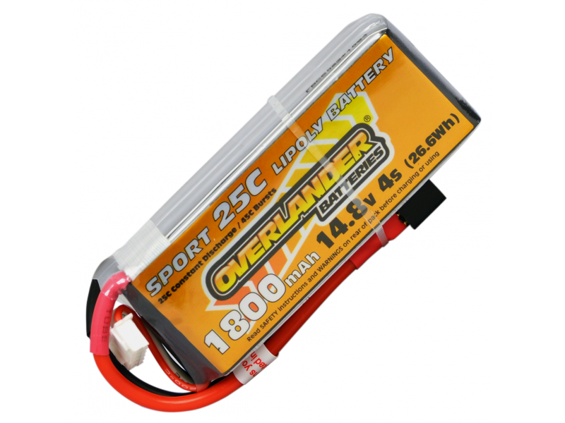 1800mAh 4S 14.8v 25C Lipo Overlander Sport - SKU 2996