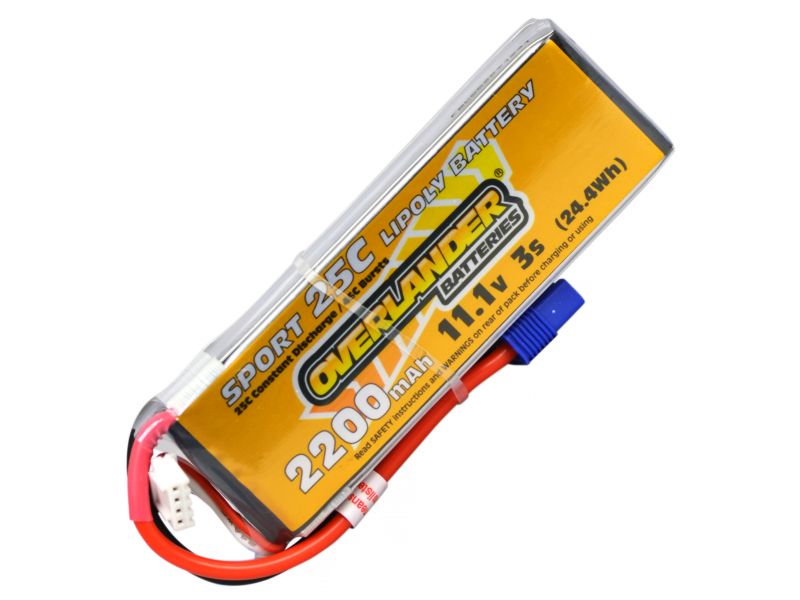 2200mAh 3S 11.1v 25C LipoEC3 Overlander Sport- SKU 2967