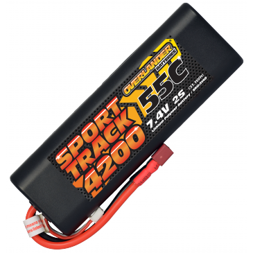 Overlander 4200mAh 2S 7.4v 55C LiPo Battery in Hard Case - Deans - Overlander Sport Track