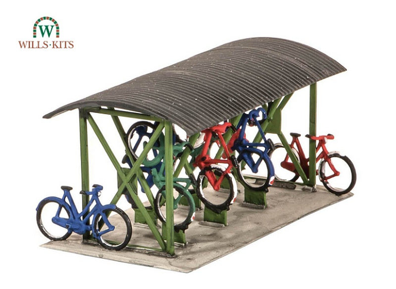 Wills Lineside Kits OO HO SS23 Bicycle Shed and Bicycles