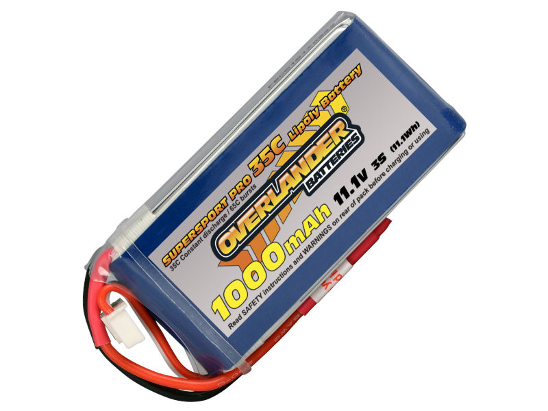 Lipo Batteries 1000mAh 3S 11.1v 35C Supersport-SKU 2561 - BEC Connector