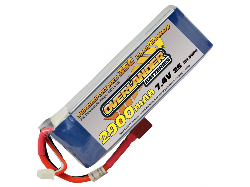 2900mAh 2S 7.4v 35C LiPo Battery - Overlander Supersport Pro