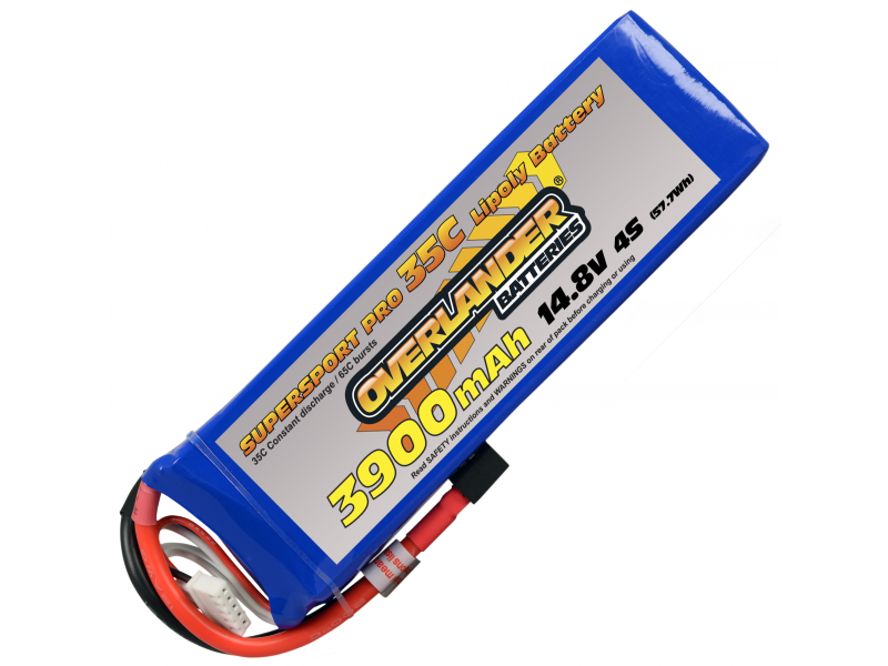 Overlander Super Sport 3900mAh 4S 14.8v 35C Lipo Battery - Deans