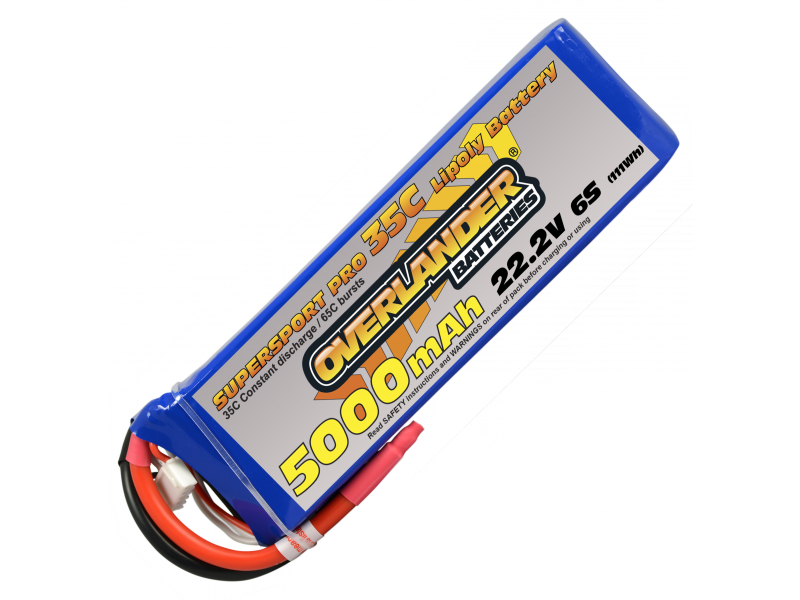 Overlander Super sport 5000mAh 6s 22.2v 35C LiPo Battery - No Connector