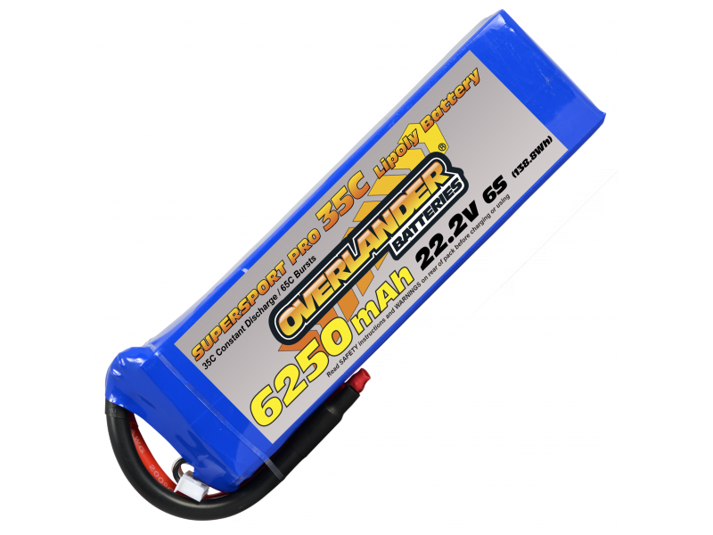 Overlander Super Sport 6250mAh 6s 22.2v 35C Lipo battery - XT90