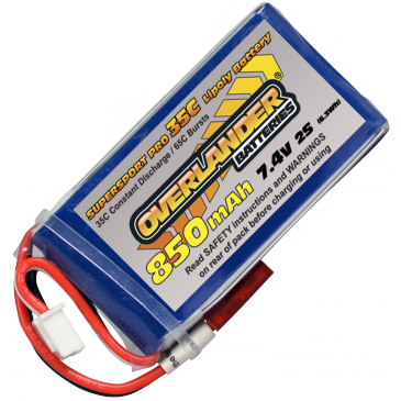 Lipo Batteries 850mAh 2S 7.4v 35C Supersport - BEC Connector