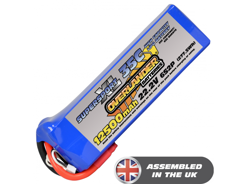 OverlanderSuper SportXL 12500mAh 6S2P 22.2v 35C LiPo Battery Made To Order