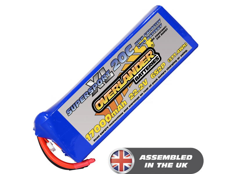 LiPo 17000mAh 6S2P 22.2v 15C SupersportLightXL-SKU 2798
