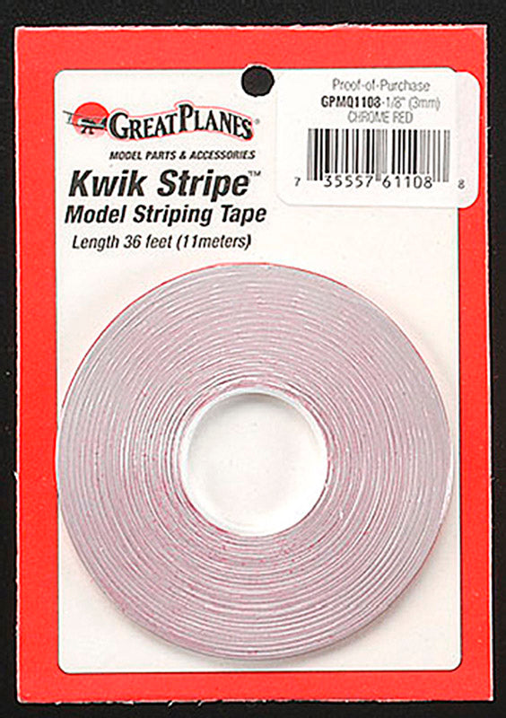 Striping Tape Chrome Red 1/8 Inch (3 mm)