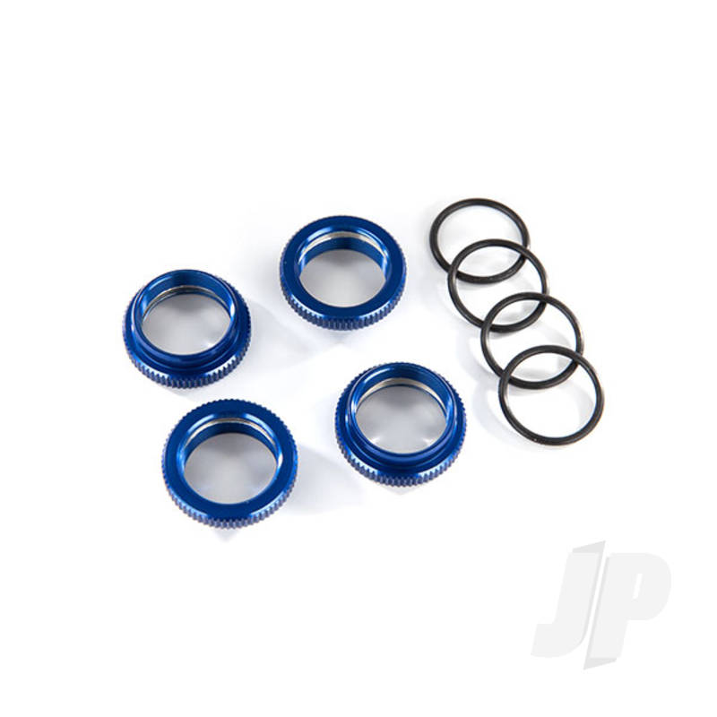 Spring retainer (adjuster) blue-anodized aluminium GT-Maxx shocks (4pcs) (assembled with o-ring)