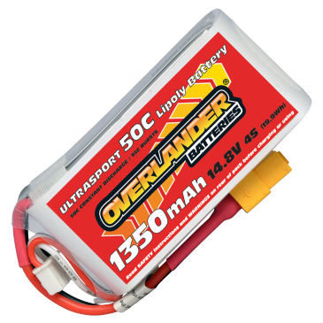 OverlNDER 1350mAh 4S 14.8v 50C LiPo Battery with XT60 Connector - Overlander Ultrasport