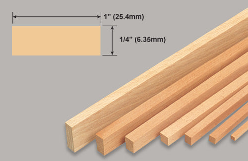 Balsa Strip 5/16 x 1/8 or 8.23mm x 2mm (36 Inches in Length)