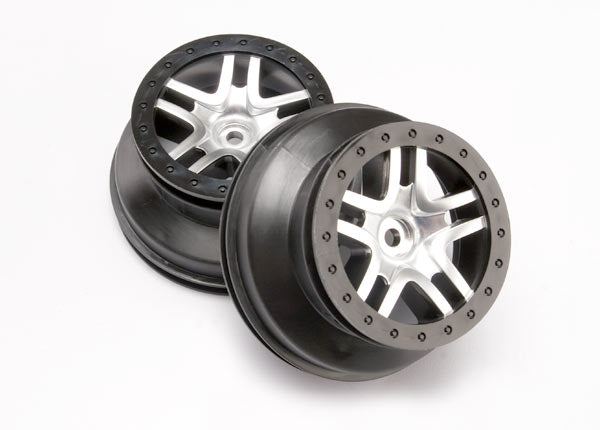Wheels SCT Split-Spoke satin chrome black beadlock style