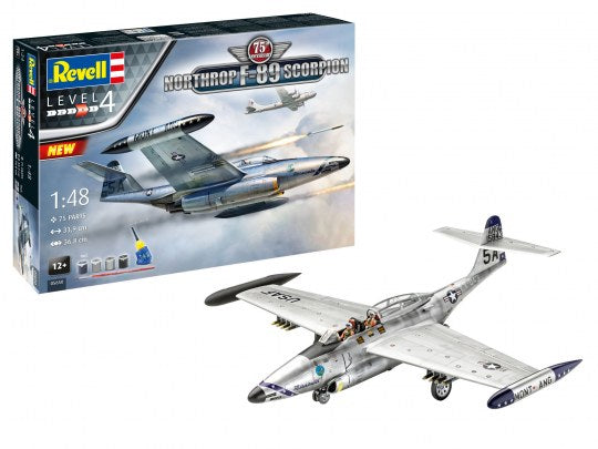 Revell Gift Set - Northrop 1/48 F-89 Scorpion 75th Anniversary Kit inc. paint/brush/glue