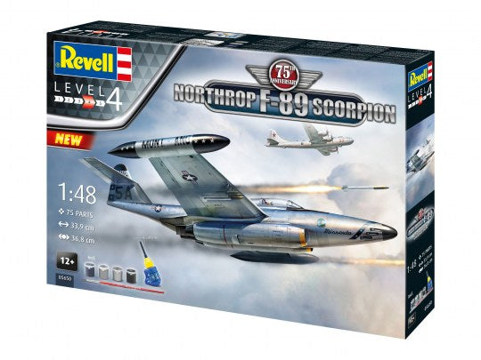 Revell Gift Set - Northrop 1/48 F-89 Scorpion 75th Anniversary Kit inc. paint/brush/glue