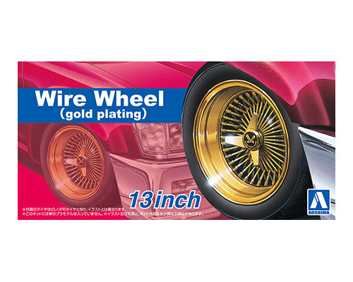 1/24th WHEEL & TYRE SET GOLD WIRE WHEEL 13