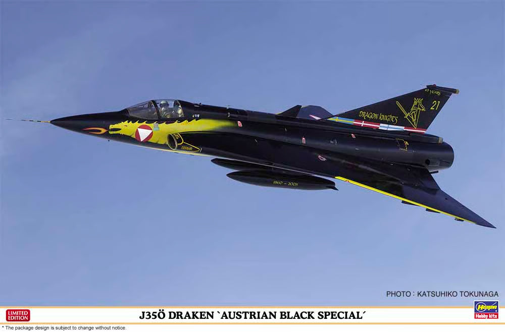 Hasegawa 1/48 J35O Draken Austrian Black Special Kit HALE07565