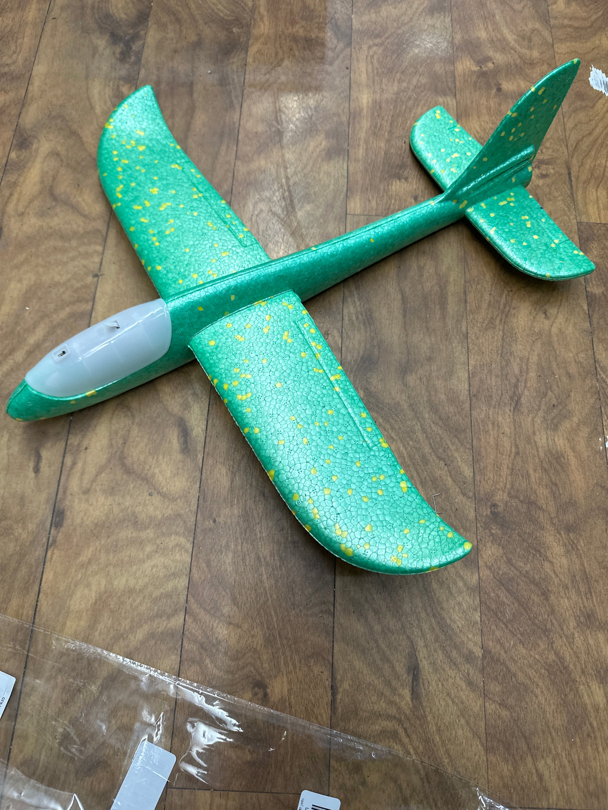 LED Hand Launch Glider in green with yellow dots