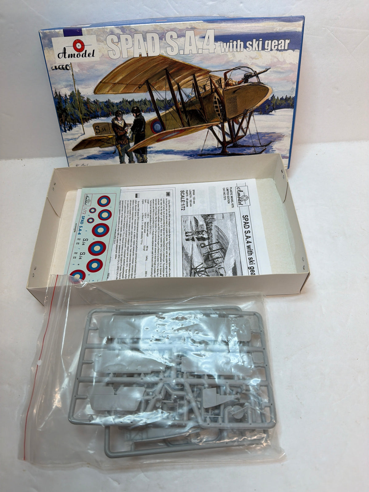 SPAD S.A.4 with Ski Gear — Amodel 1/72 Plastic Model Kit Vintage