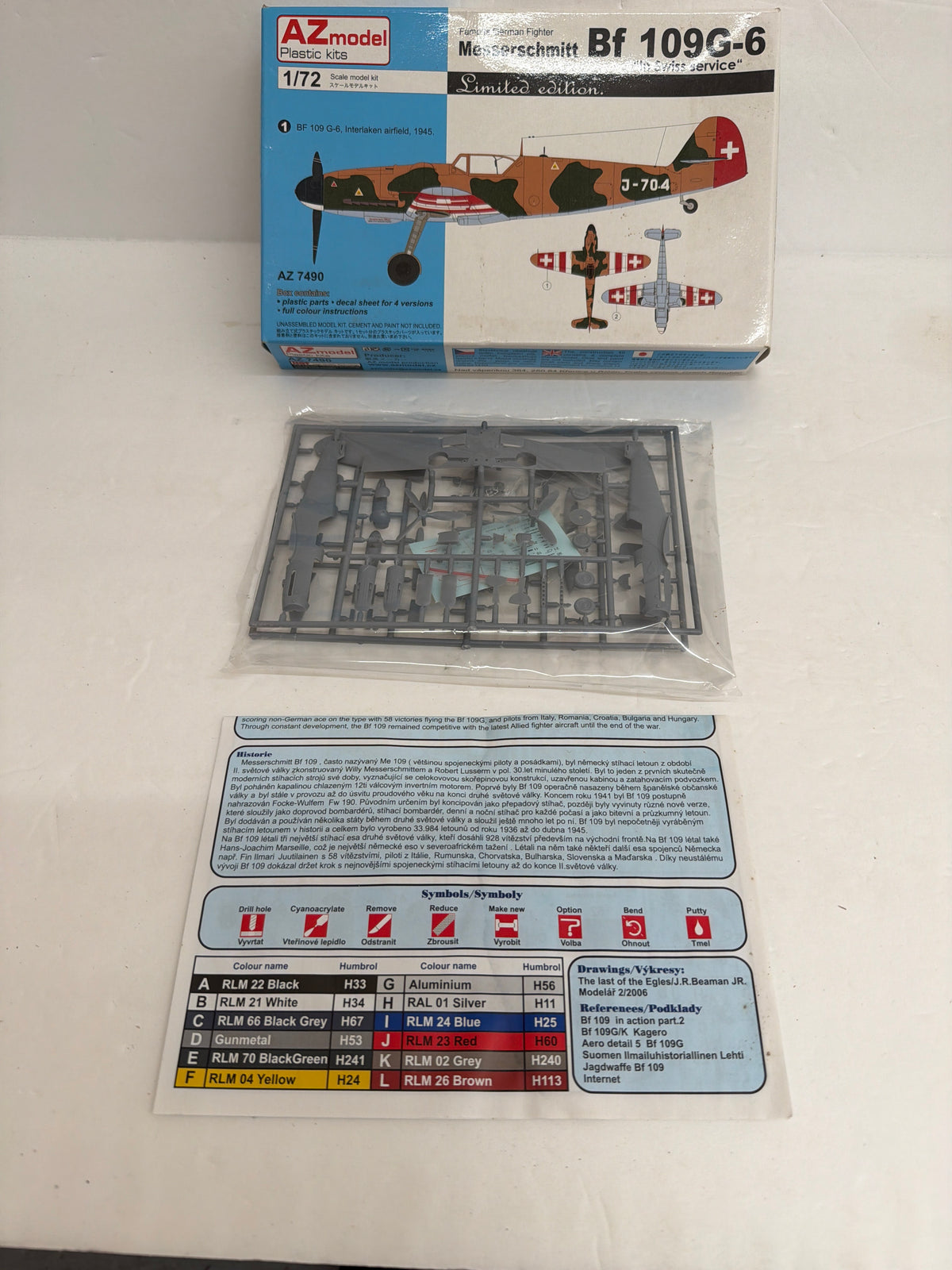 AZ Model Plastic Model kit Messerschmitt Bf 109G-6 In Swiss Service — 1:72 decals missing!