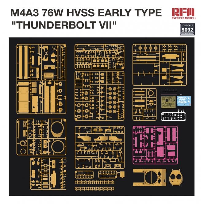 Rye Field Model 5092 1/35 Sherman M4A3 76W Hvss Early Type ” Thunderbolt VII Kit