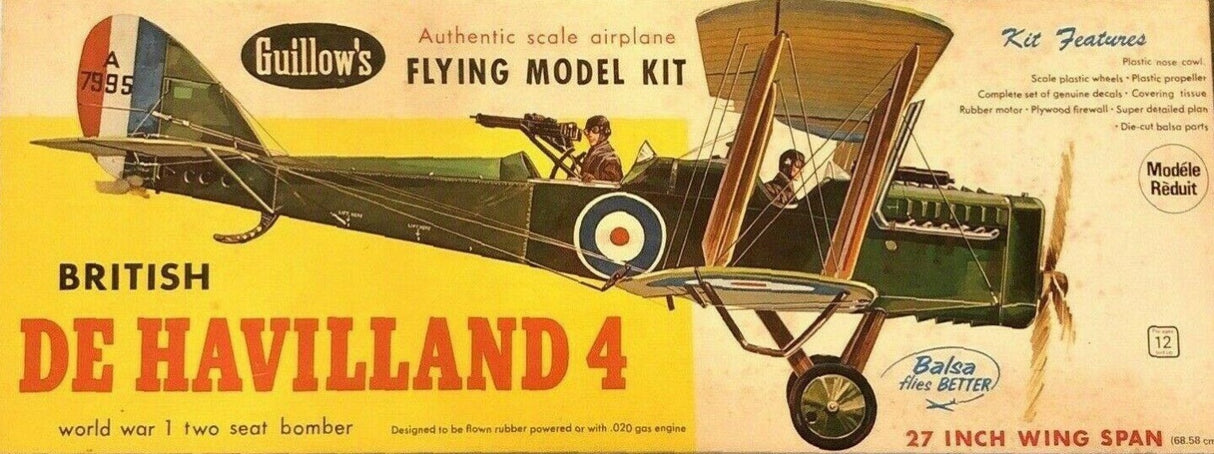 Guillows De Havilland 4 Kit GUI205 - Vintage Kit New in Box