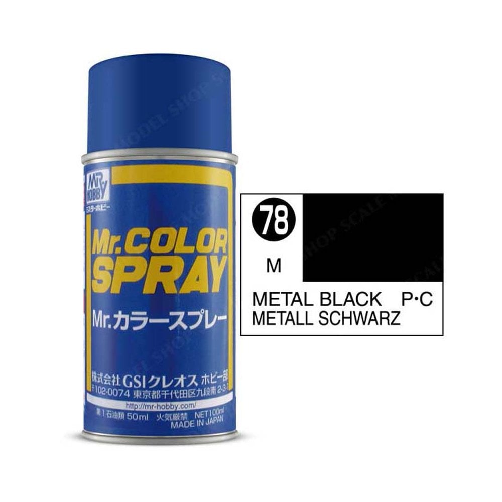 Mr Hobby Mr Colour Spray Paints Metallic Black 78 100ml S-078