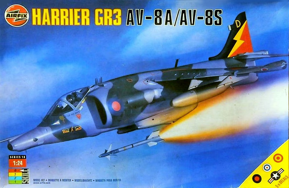 Airfix 1/24 Harrier GR3 AV-8A/8AV-8S Kit 18003 (1997)