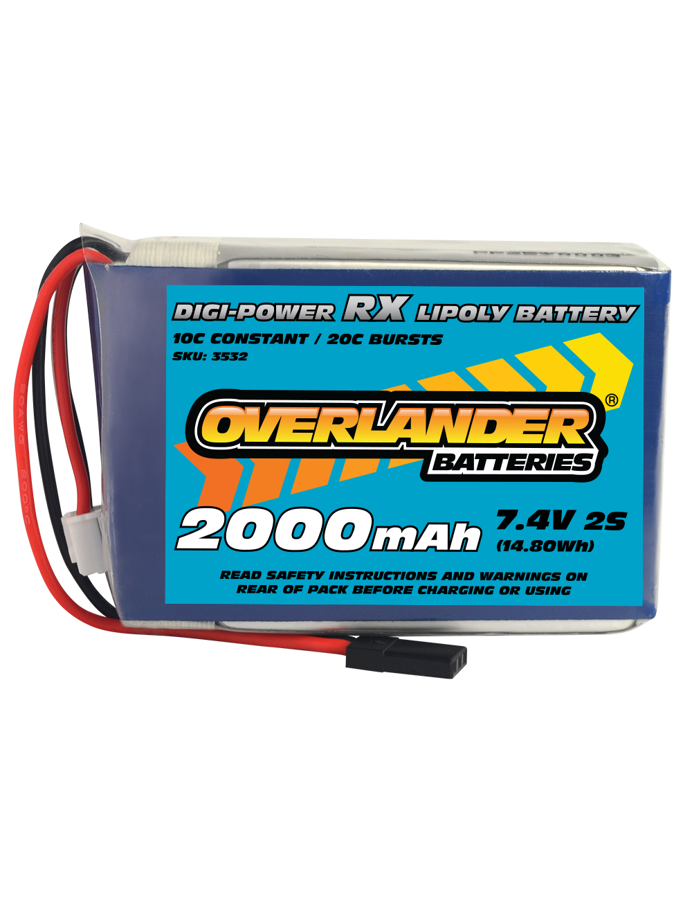 Overlander 2000mAh 7.4V 2S Digi-Power Rx LiPo Battery