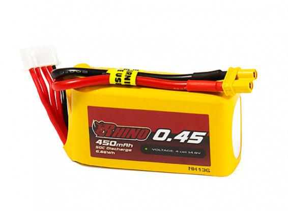 Rhino 450mAh 4S 50C Lipo Battery Pack w/XT30 - SECOND HAND