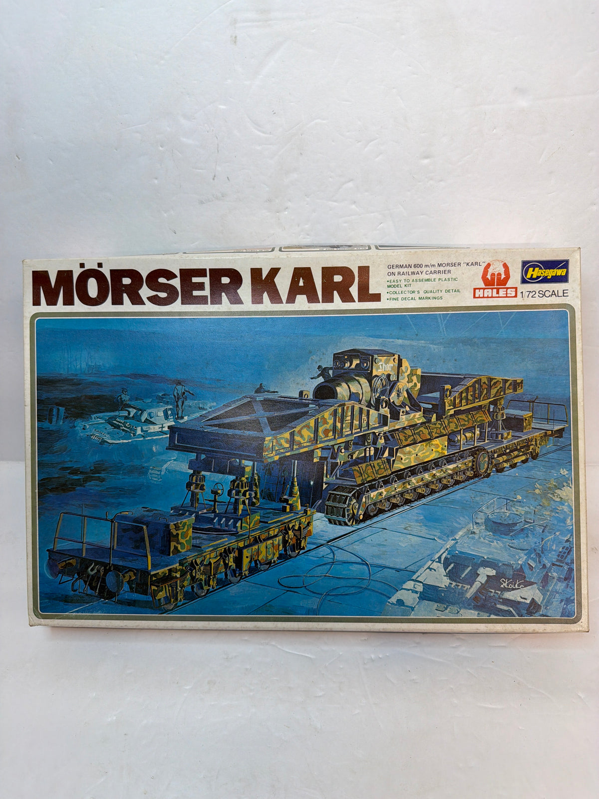 Hasegawa 600mm Mörser Karl on Railway Carrier 1/72 Plastic model Kit Vintage no manual