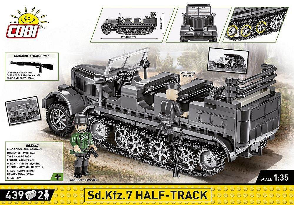 COBI SD.KFZ.7 HALF-TRACK 439 PCS HC WWII  2275