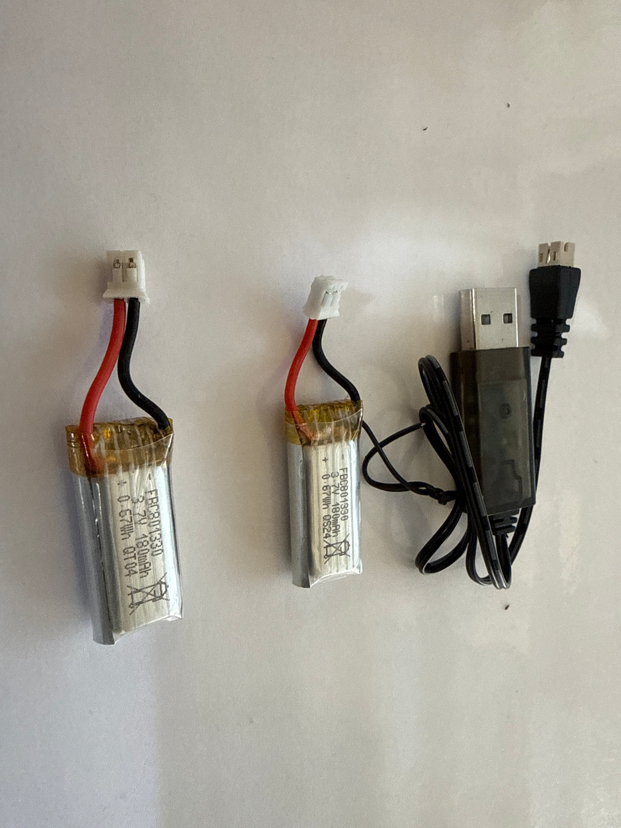 2 x 1s 180mAh Lipo with USB Charger - Second Hand