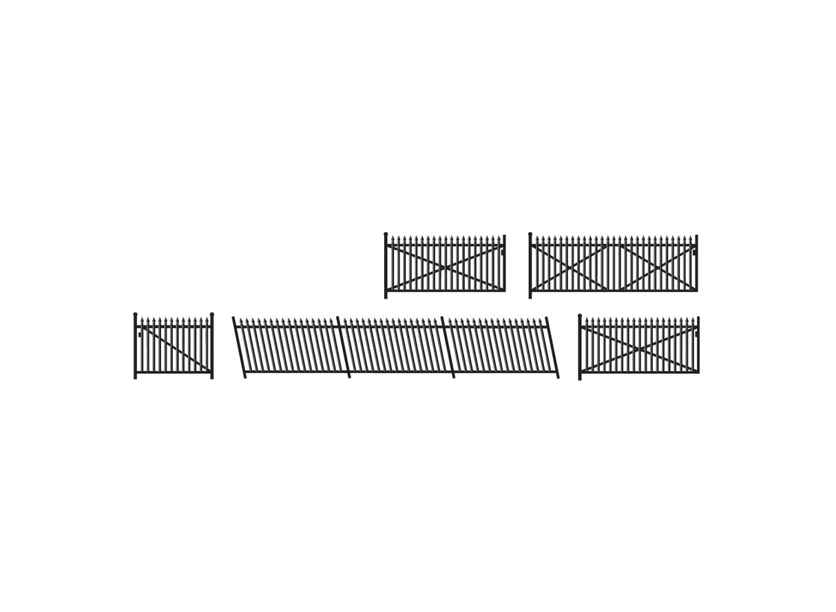 Ratio 246 Spear Fencing Ramps  Gates Black - N Gauge