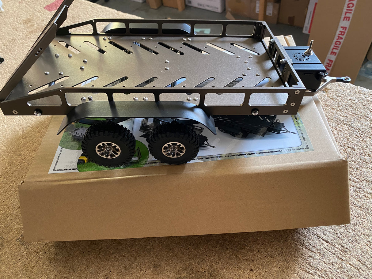 Pre-Built FASTRAX SCALE DUAL AXLE TRUCK CAR TRAILER w/RAMPS & LEDs