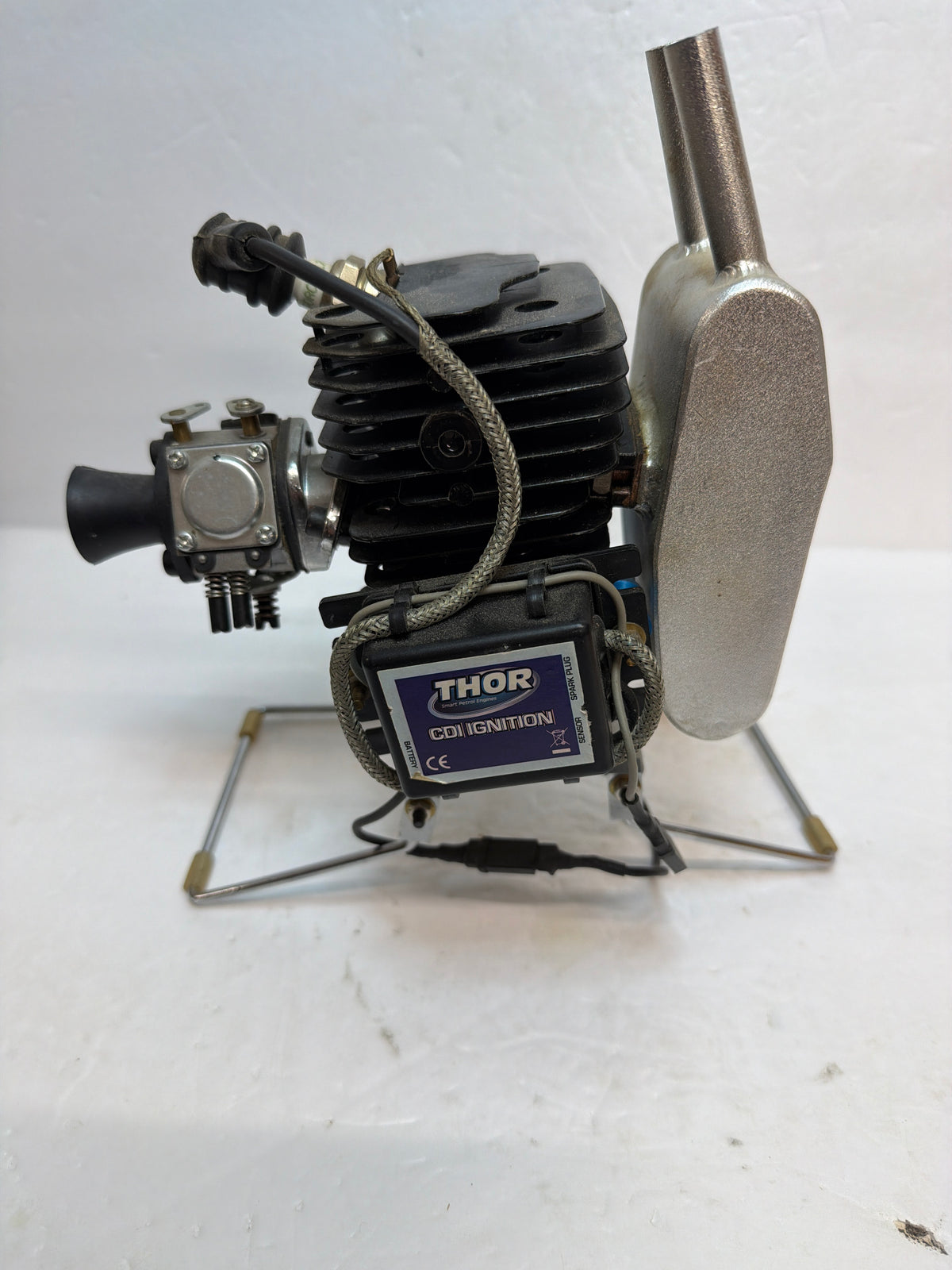 CRRC Pro THOR 45 2-Stroke Petrol Side pitts style muffler Engine R/C Aircraft Engine – Second hand on stand