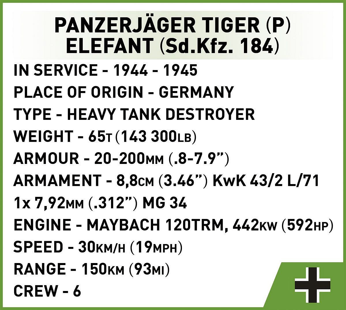 Cobi 1/28 Panzerjäger Tiger (P) Elefant 2582