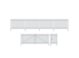 Ratio N gauge 280 Modern Palisade Fencing with Gates (672mm + gates)