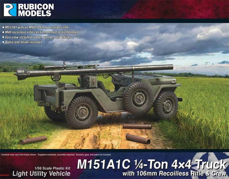 Rubicon Models 1/56 M151AC 4X4 TRUCK WITH 106MM with RECOILESS RIFLE kit 280125