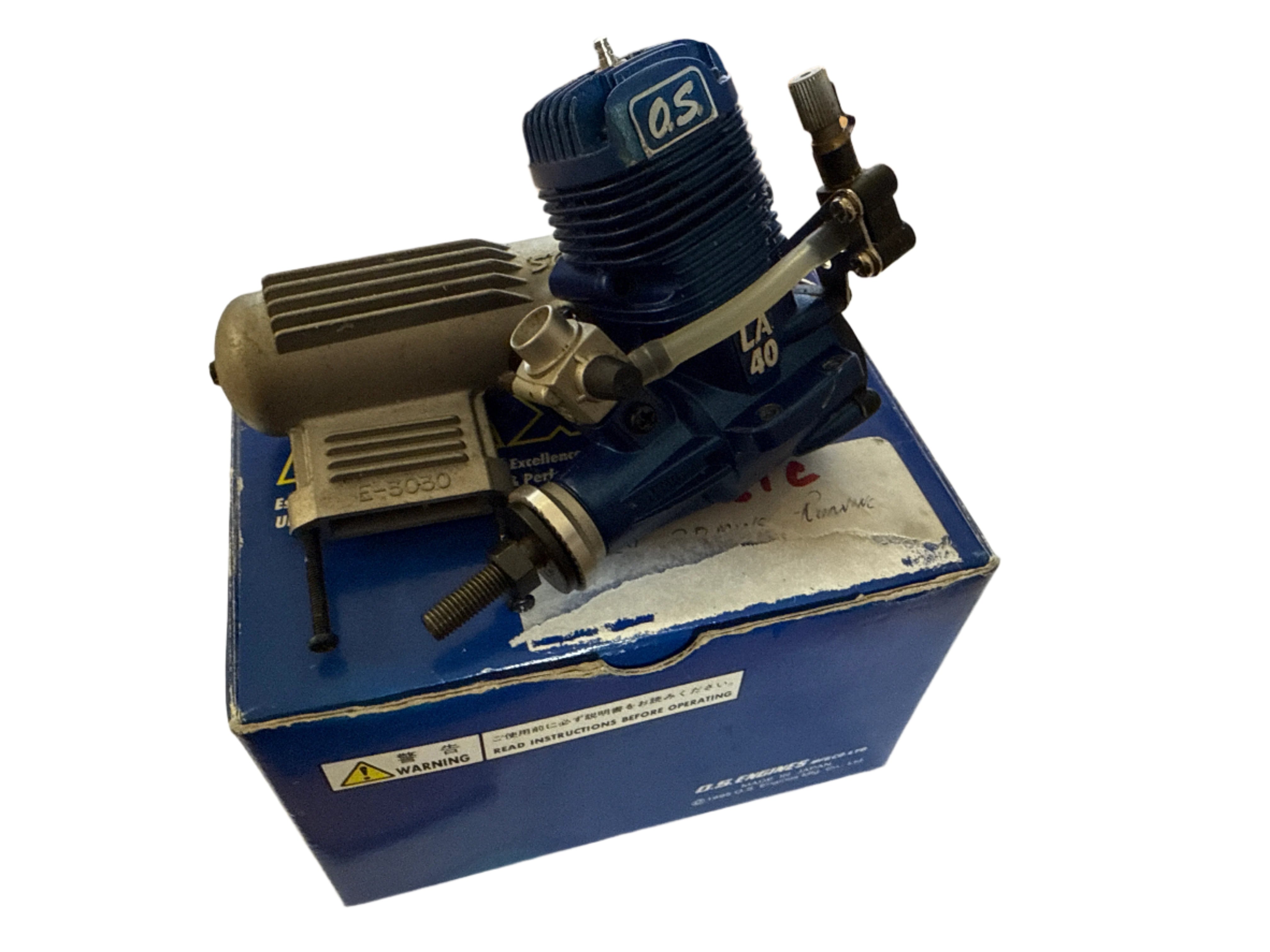 OS 40LA engine with silencer - SECOND HAND - AS NEW CONDITION