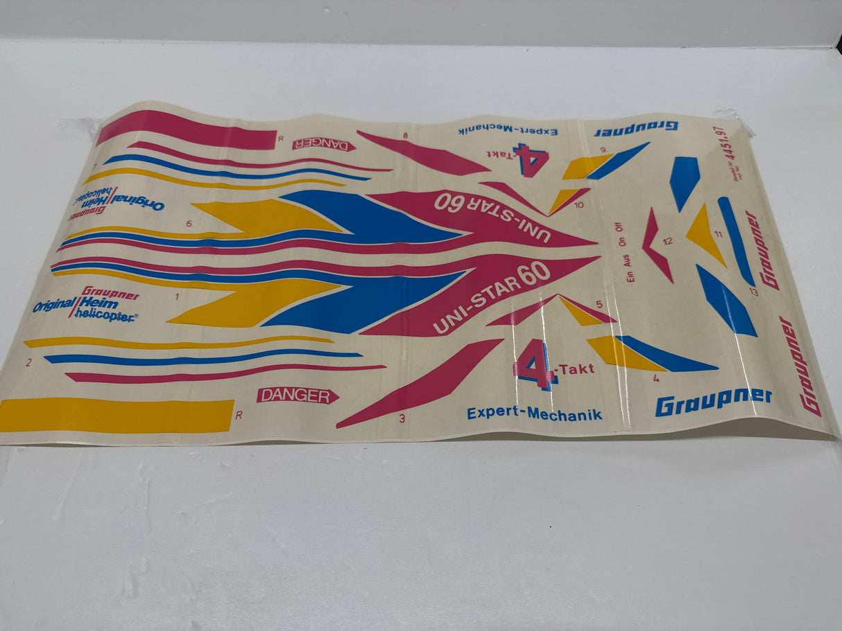 Graupner Uni Star Decals - Blue/Yellow/Pink